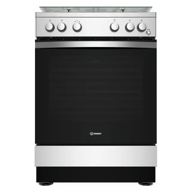 Indesit 60x60cm 4 Gas Burners Cooker With Grill IS67G1PCX Stainless Steel