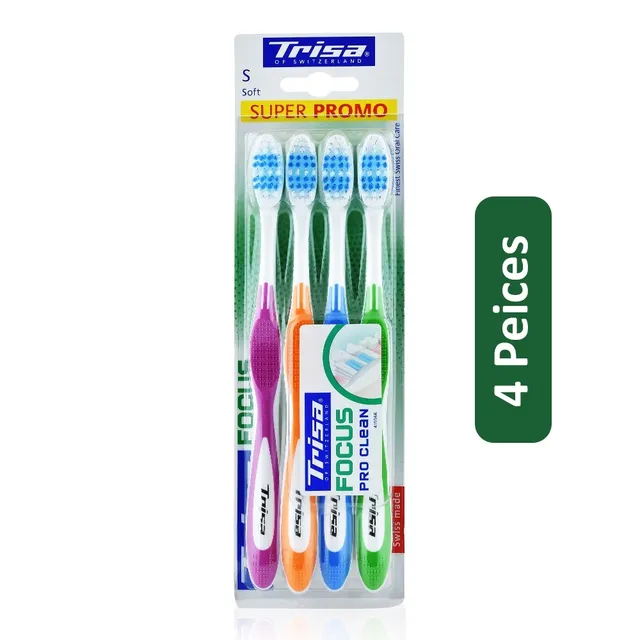 Trisa Focus Pro Clean Toothbrush Soft - 4 Pcs