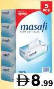 Masafi White Facial Tissue 2ply Value Pack 5 x 130 Sheets