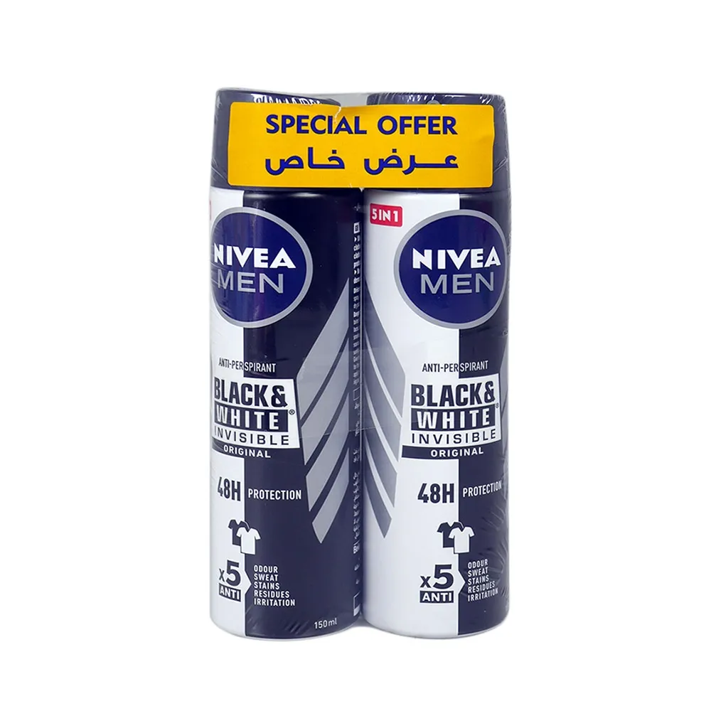 Nivea بخاخ مزيل عرق مضاد للتعرق للرجال بلاك آند وايت إنفيزيبل، الأصلي