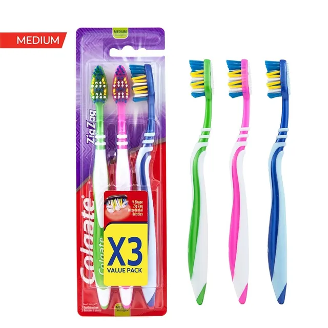 Colgate ZigZag Flexible Multipack Medium Toothbrush- 3 Pcs