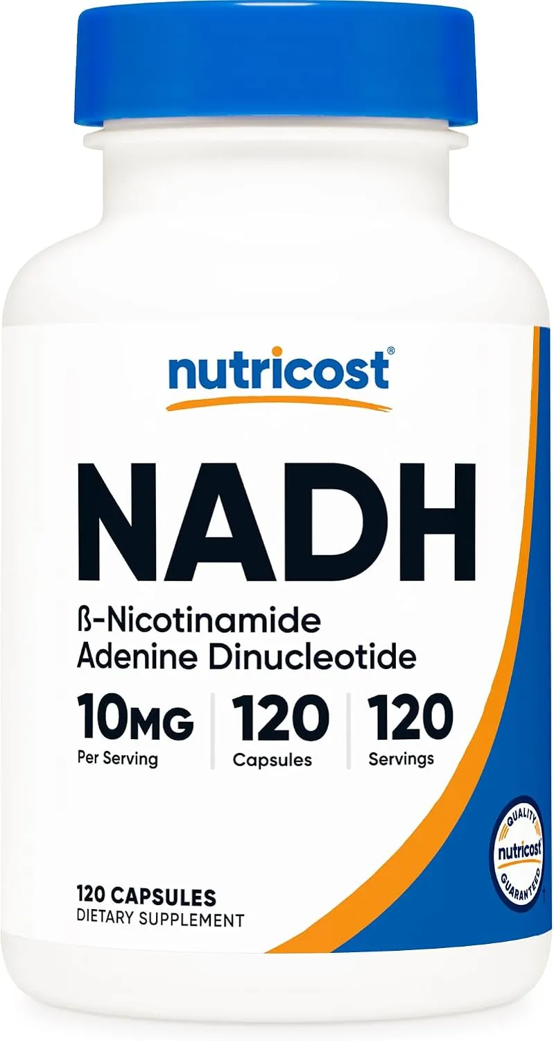 Nutricost NADH ‏(10mg)، نباتي، خال من الغلوتين، خال من الكائنات المعدلة وراثيا - 120 كبسولة