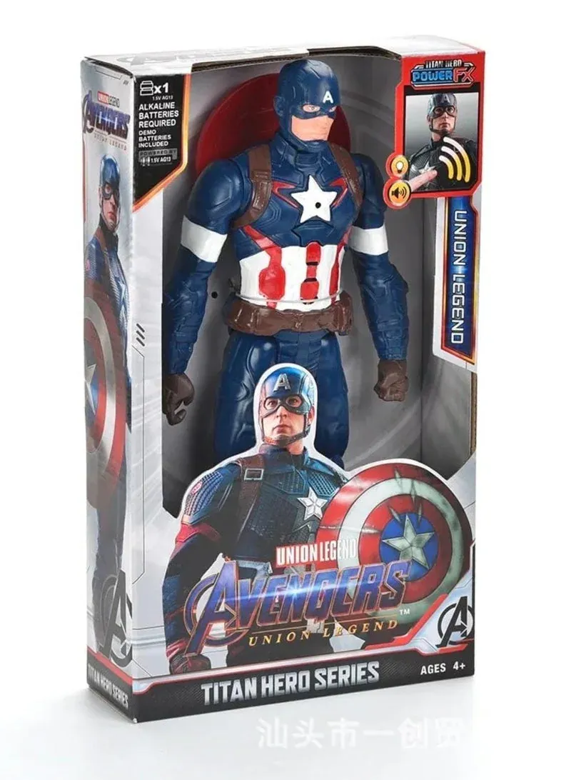 مجسم أكشن Captain America بطل خارق من سلسلة Titan Hero بأسلوب القصص المصورة، 30cm، لعبة بطل خارق كبيرة من Marvel Avengers للأطفال، مجسم Captain America كبير قابل لتغيير الوضعيات للأولاد والبنات، Titan Hero بأسلوب القصص المصورة