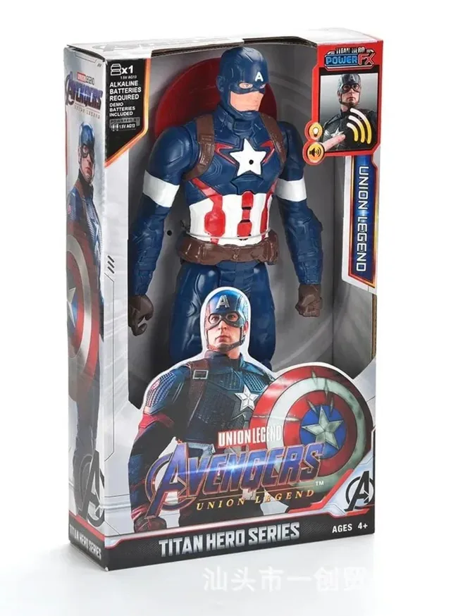Super Hero Titan Hero Comic Captain America Action Figure 30cm, Large Marvel Avengers Superhero Toy For Kids, Big Poseable Captain America Figure For Boys & Girls, Comic-Style Titan Hero