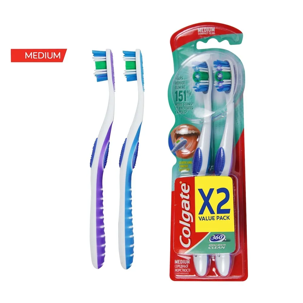 Colgate فرشاة أسنان 360 وسط عبوة متعددة - 2 Pcs