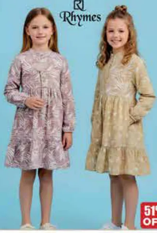 Rhymes Girls Printed Smocked Dress Assorted