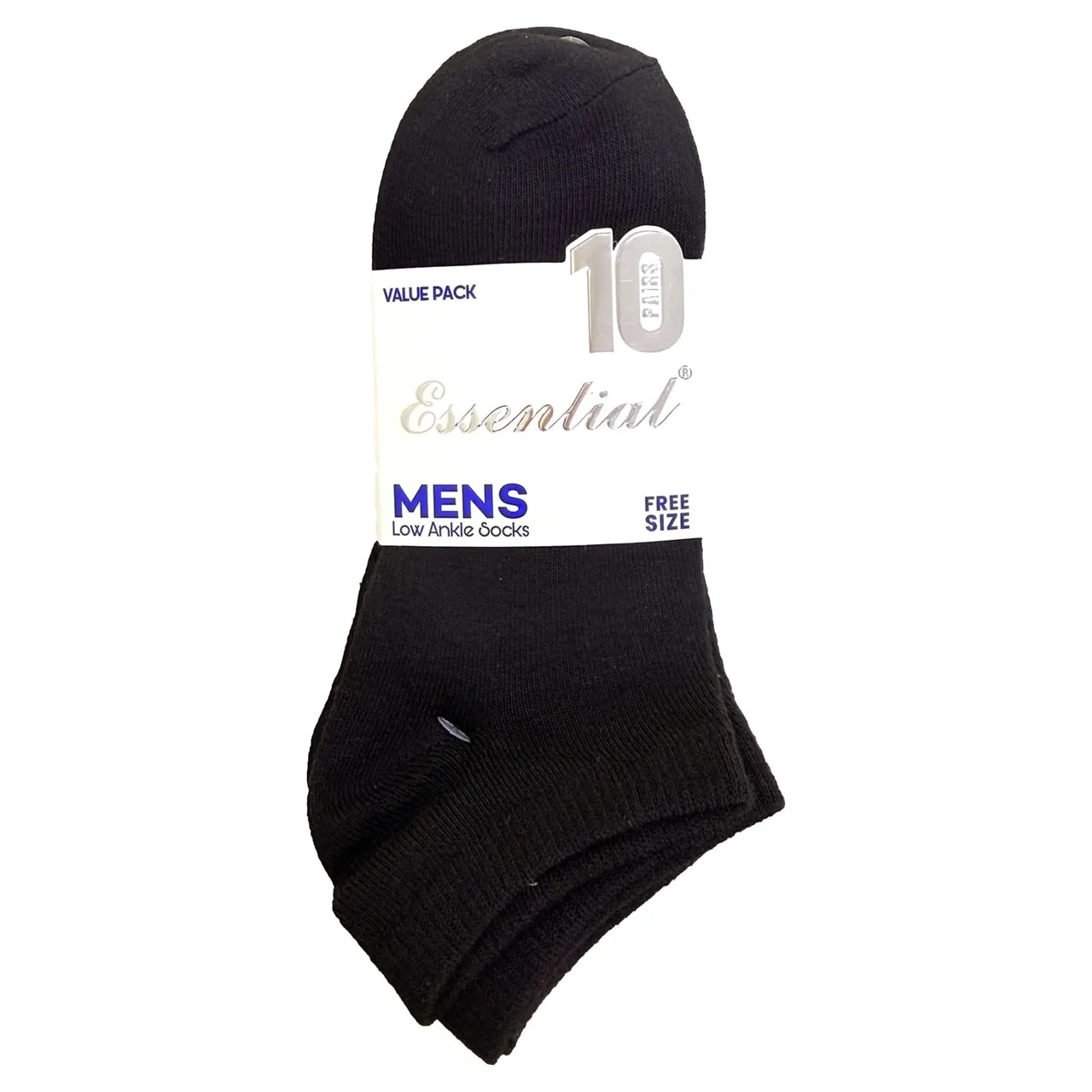 Carrefour جوارب رجالية سادة قصيرة Essential Men، مقاس حر، 10 أزواج
