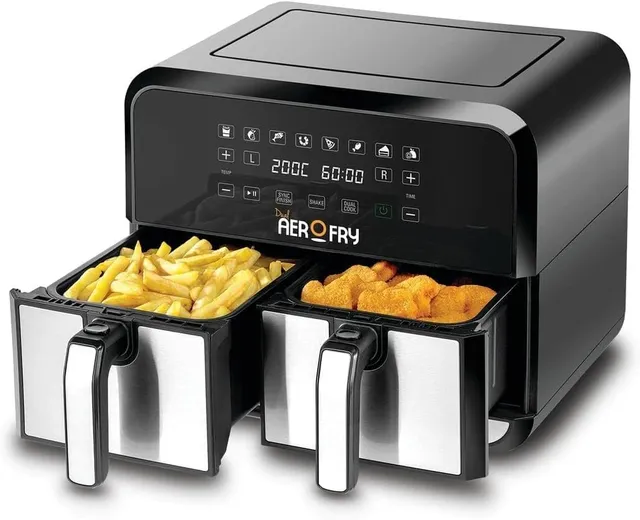 Black+Decker Digital Dual Zone Air Fryer 1700W + Capacity With Rapid Hot Air Circulation For Frying Grilling Broiling Roasting and Baking DZAF1700-B5 2 Year Warranty