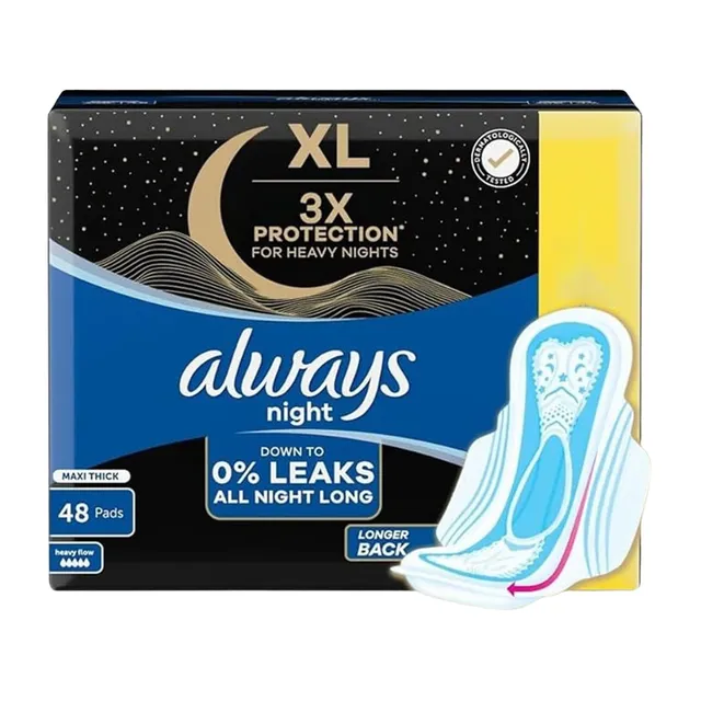 Always Dry And Comfort Night Maxi Thick Sanitary Pads 48 Pcs