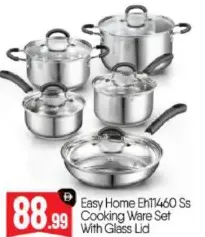 Easy Home Ss Cooking Ware Set With Glass Lid EH1460
