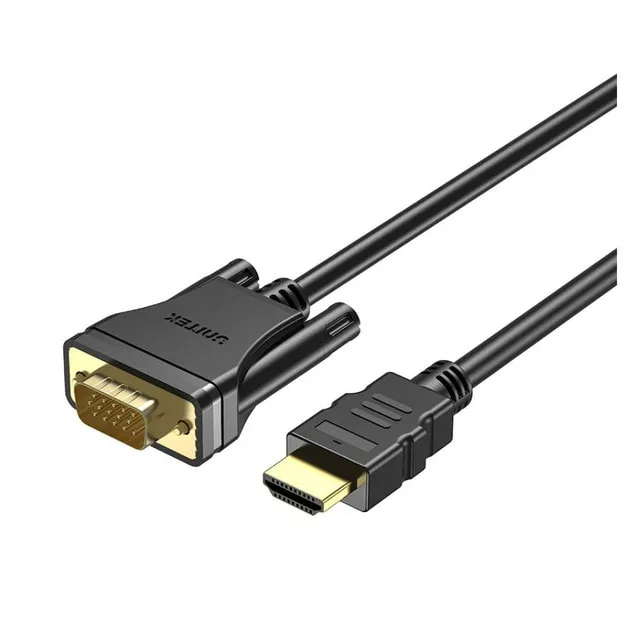 Unitek HDMI to VGA Adapter Cable – High-Quality Video Conversion from HDMI to VGA for Monitors, Projectors, and Displays, Supporting Resolutions Up to 1080p