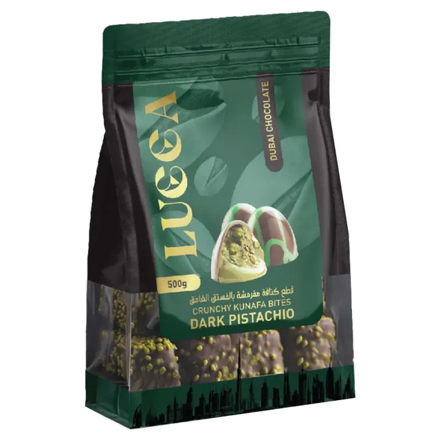 Lucca Dark Pistachio Crunchy Kunafa Bites Dubai Chocolate