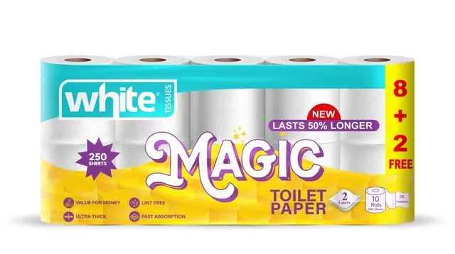 White Toilet Roll X-Large 250 Sheets - 10 Pcs