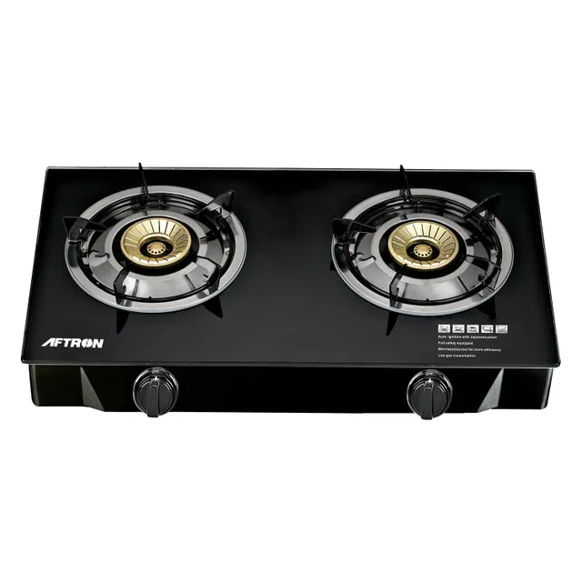 Aftron Table Gas Stove, 2 Burners, Black, AFGT2141FSDN