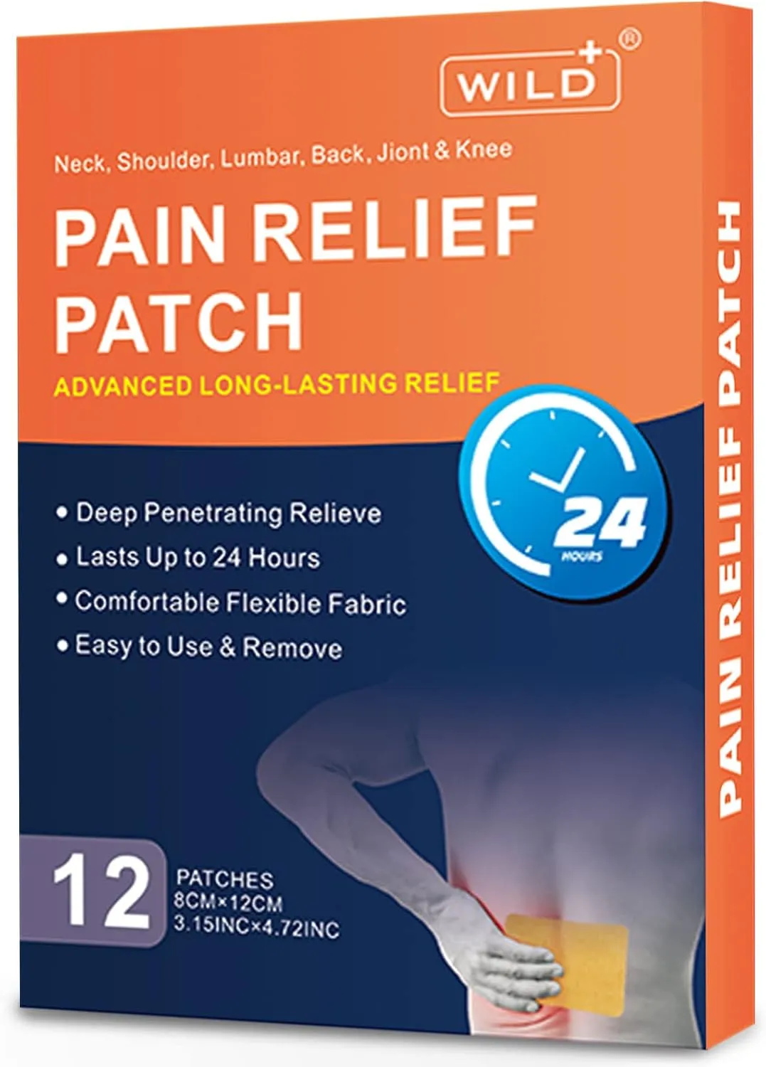 generic لصقات حرارية لتخفيف الألم WILD+ بعدد 12PCS للمفاصل والظهر والرقبة/الكتف/الركبة/العضلات