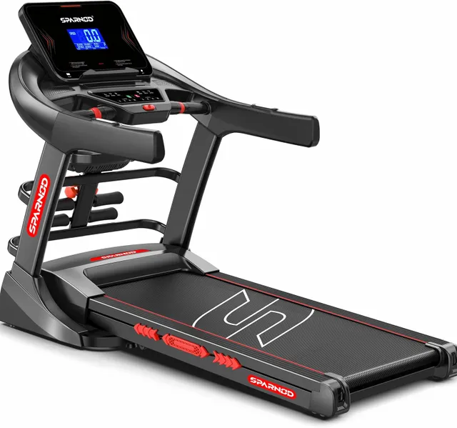 Sparnod Fitness STH-5720 Treadmill for Home Foldable 7HP Peak DC Motor Auto Incline 22% 1-20 km/h Speed 7" LCD Display Bluetooth Speaker Hydraulic Fold Running Machine for Home Exercise