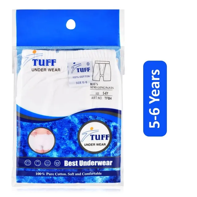 Tuff Cotton Underwear for Boys -White, 5-6 Years