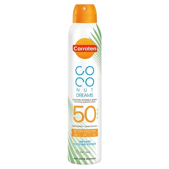 Carroten بخاخ وقاية من الشمس بجوز الهند غير مرئي SPF 50