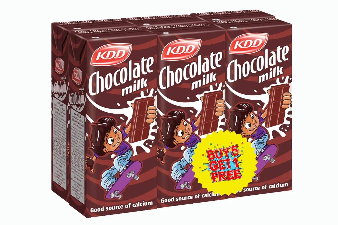 Kdd حليب UHT منكه بالشوكولاتة 5+1
