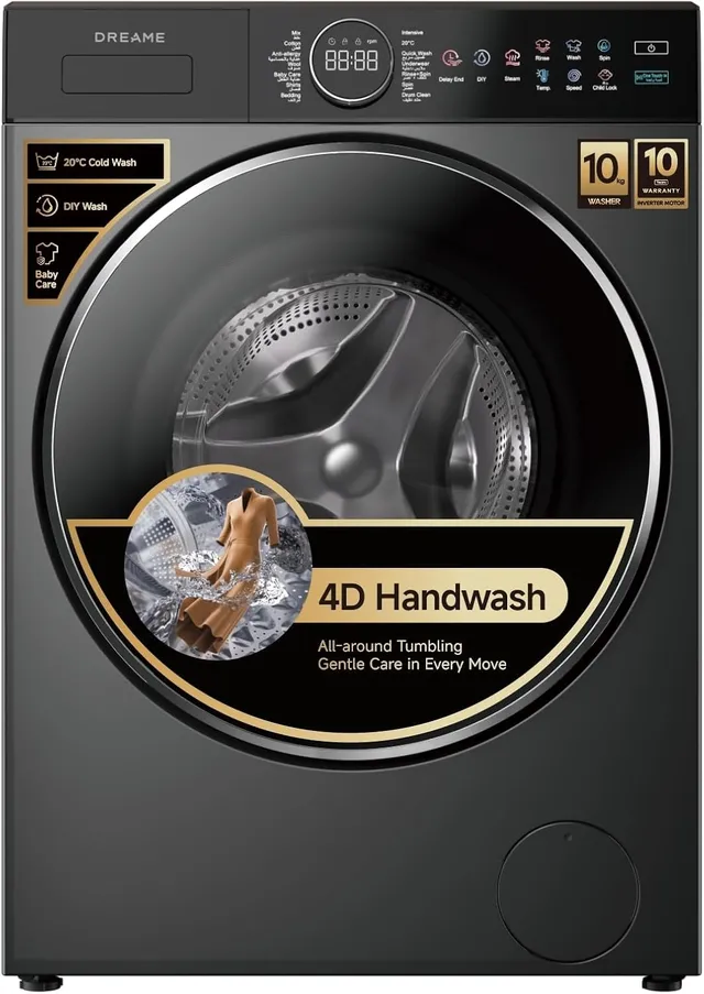 Dreame P5 Front Load Washing Machine, 4D Handwash Motion, DIY Wash Custom Settings, 20°C Cold Wash, Baby Care Hygiene Wash, 15-MIN Quick Wash
