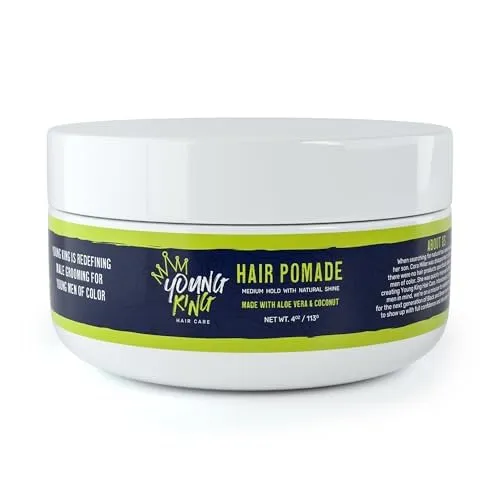 Young King Hair Care بوماد أطفال للأولاد لتهذيب الشعر المتطاير والتجعيدات الطبيعية 4oz