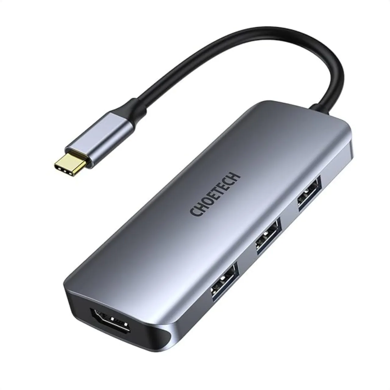 Choetech موزع 4K HDMI 100W 7-in-1 USB-C، رمادي، M19