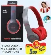 Beast Vocal سماعة رأس بلوتوث P47