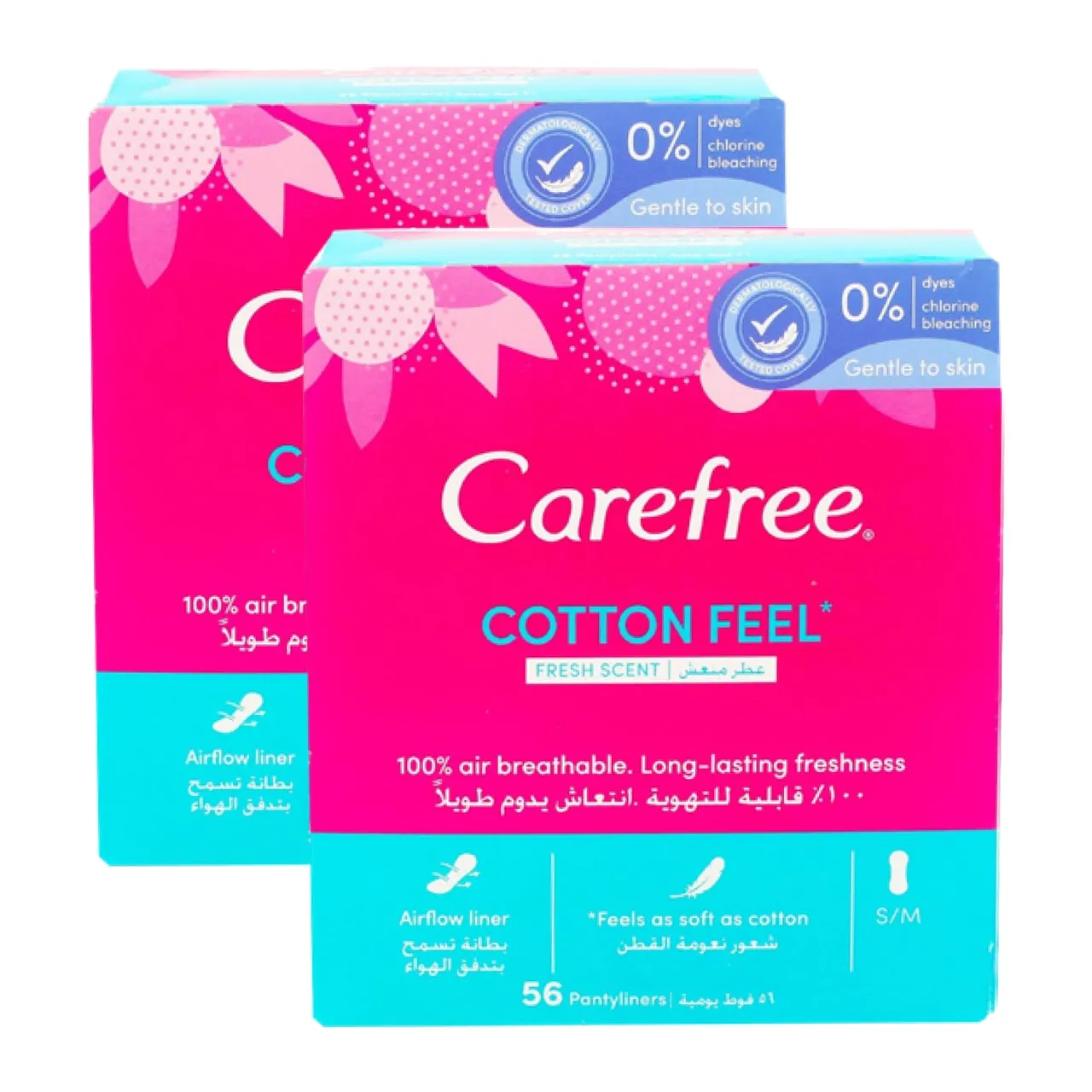 Carefree فوط يومية كبيرة خفيفة معطرة - 2 x 64 Pieces