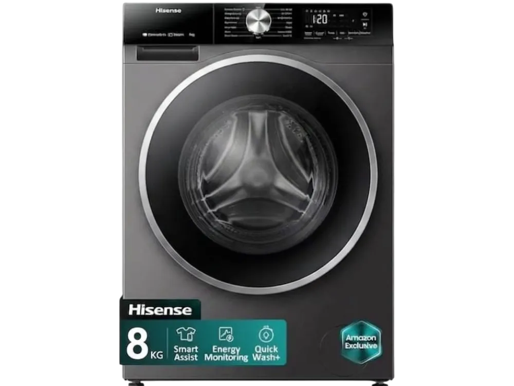 Hisense غسالة تحميل أمامي 1400 RPM بمحرك انفرتر دايركت درايف و16 برنامج وبخار ضد الحساسية وتقنية iBubble أسود فاخر WF3M8042DB