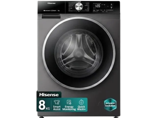 Hisense Front Load Washing Machine, 1400 RPM, Direct Drive Inverter Motor, 16 Programs, Allergy Steam, iBubble Technology, Premium Black – WF3M8042DB