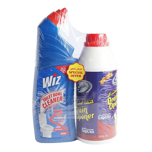 Wiz Toilet Bowl Cleaner + Swish Super Drain Opner - + - 2 Pieces