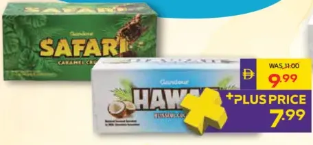 Gandour شوكولاتة SAFARI عبوة متعددة / بار جوز الهند HAWAII عبوة متعددة