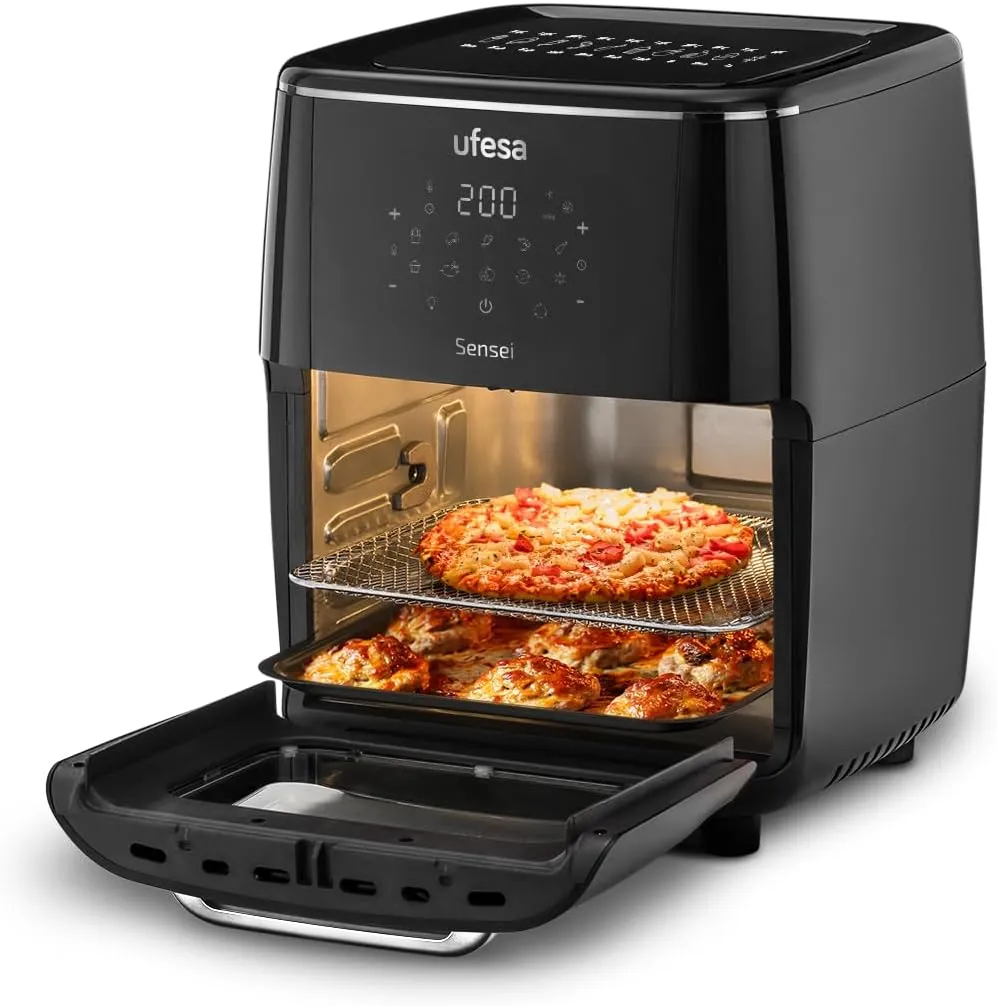 Ufesa Sensei مقلاة هوائية | | 1700W | 10 برامج | 200°C | مؤقت | خال من BPA | نافذة أمامية