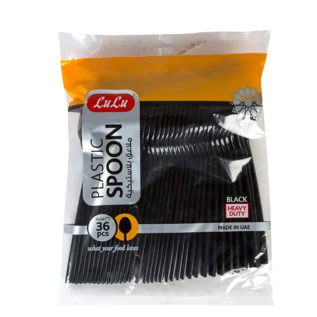 LuLu Plastic Spoon Black 36 pcs
