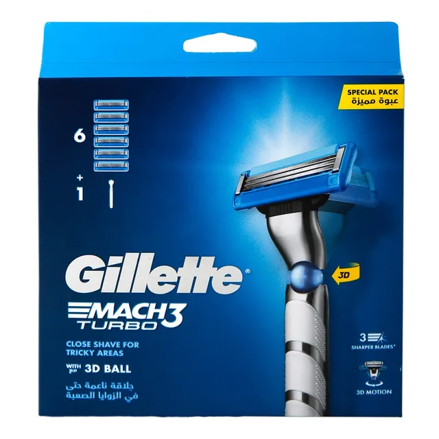 Gillette Mach 3 Turbo Razor with 3D Ball, 7 Pieces