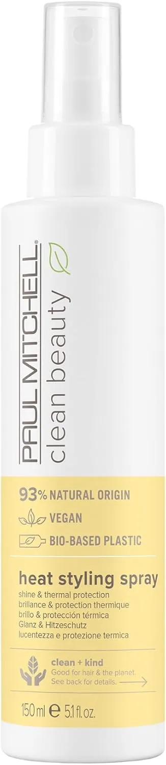 Paul Mitchell بخاخ تصفيف حراري Clean Beauty - بخاخ حماية من الحرارة نباتي لجميع أنواع الشعر تثبيت خفيف