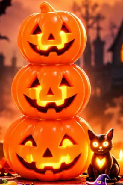 Halloween Pumpkin with cat light