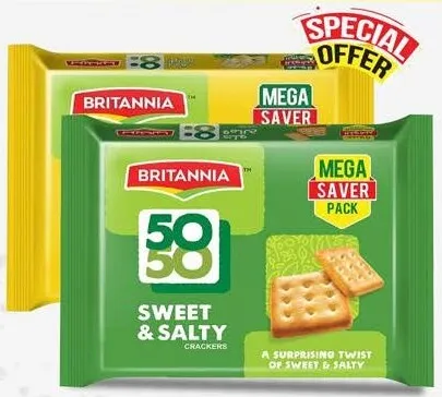 Britannia بسكويت 50-50 ماسكا تشاسكا / مقرمشات حلوة ومالحة