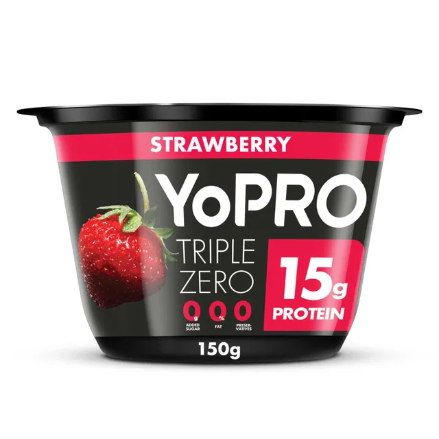 Danone YoPro Protein Yogurt, Triple Zero Strawberry Flavoured High Protein Yogurt, Fat Free Milk