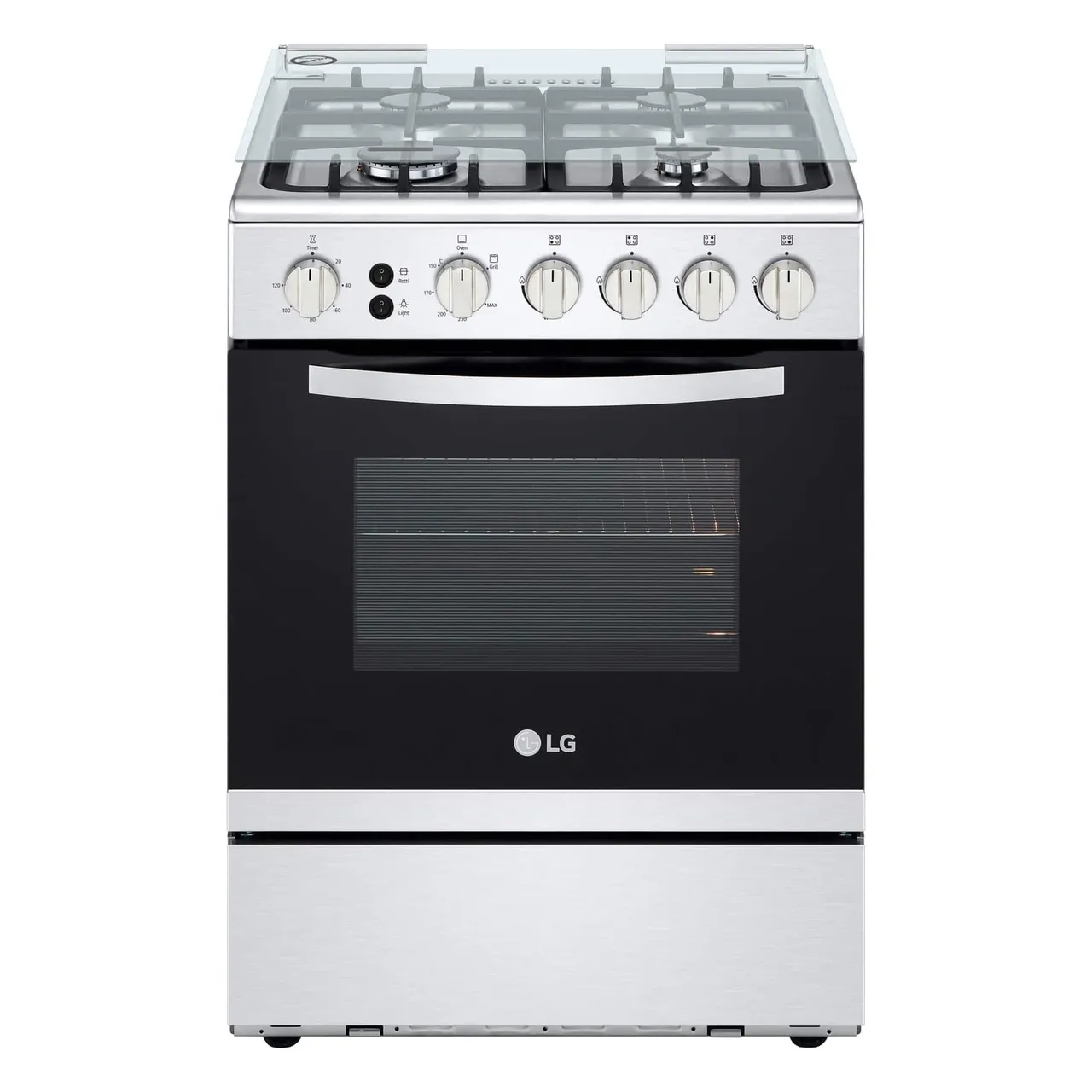 LG طباخ غاز قائم بذاته مقاس 60x60، عدد الشعلات 4، FA211RMA