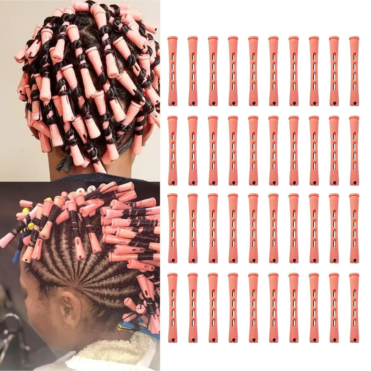 Meigick طقم بكرات تجعيد دائم للشعر الطبيعي، 40Pcs، بكرات بلاستيكية وردية للتجعيد البارد، مقاس صغير 0.51 Inch، للشعر القصير والطويل ولتصفيف الشعر بنفسك