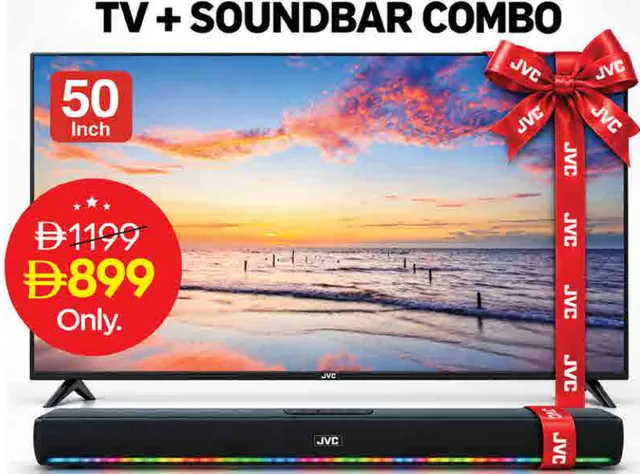 JVC Edgeless UHD 4K Smart LED TV + Soundbar LT-50N7105 + TH-N324B