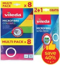 Vileda Microfibre Cloth + Ultra Fresh Anti-Bacterial Cloth