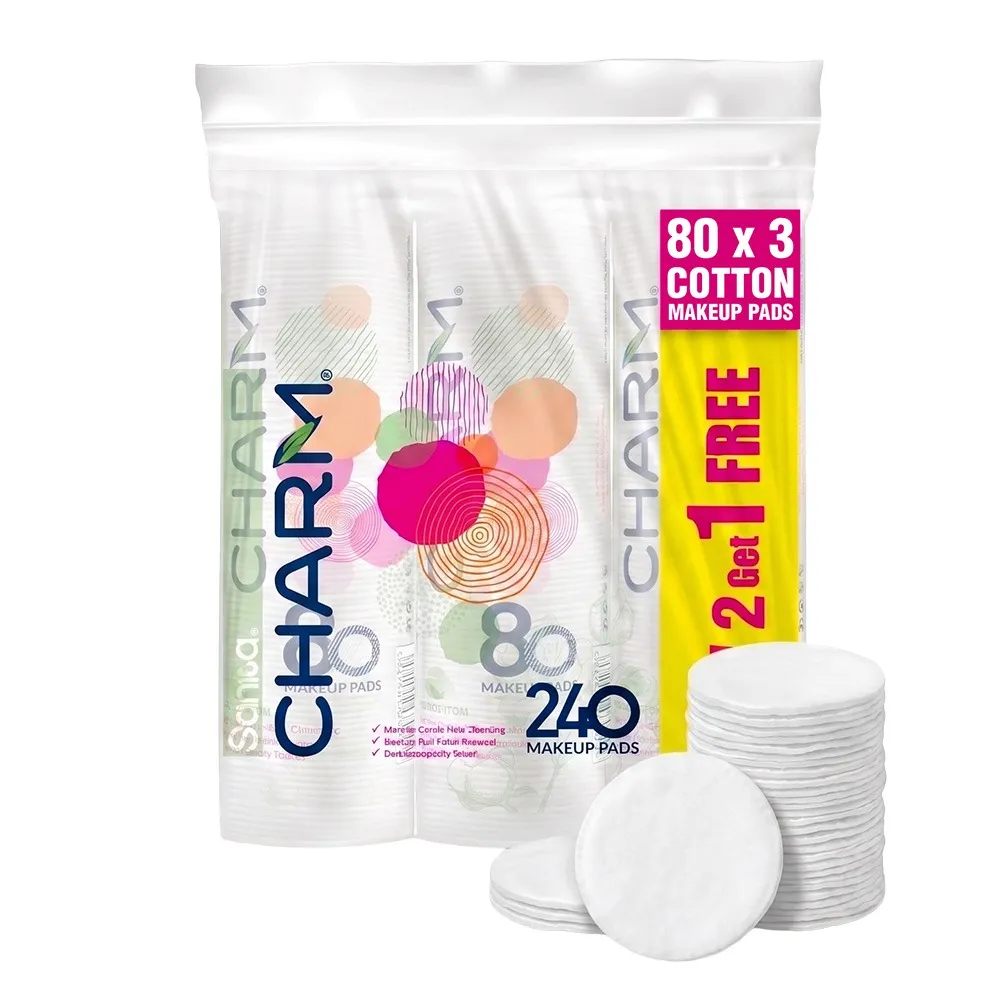 Charm Cotton وسائد مكياج دائرية Charm، 3x80 Pads