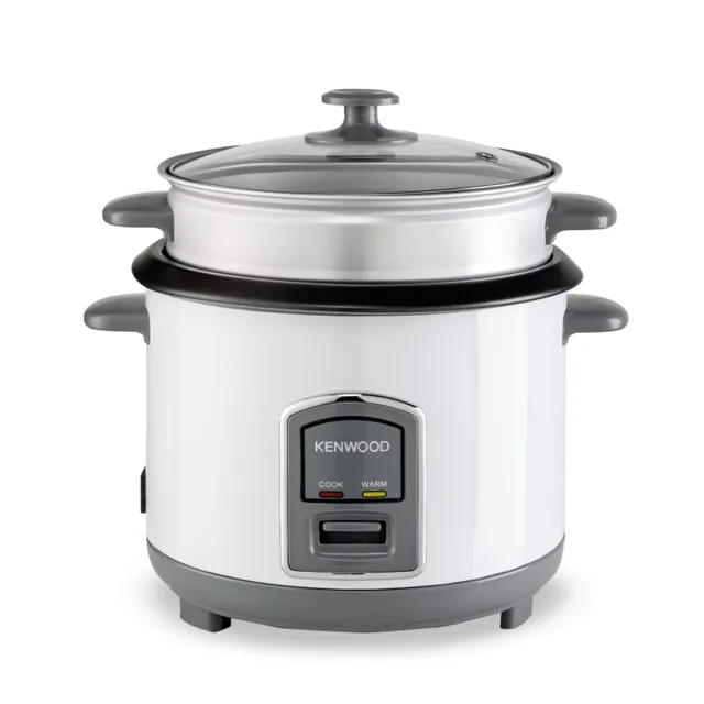 Kenwood 2-in-1 Rice Cooker 10-CUP with Steamer Basket, Non-Stick Pot, Glass Lid, Cook & Warm Indicator Lights, Detachable Power Cord, RCM18.000WH, White