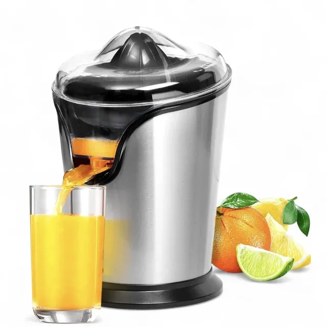 homotronics Manual Stainless Steel Citrus Juicer, Lemon and Orange Juicer with 2 Interchangeable Cones, Adjustable Pulp Control Filter, Durable Hand Press Juice Extractor for Home Kitchen