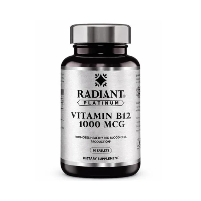 Radiant Platinum Vitamin B12 1000MCG, Supports Healthy Nerves, Energy Metabolism - 90 Tablets