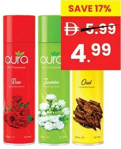 Aura Air Freshner Jasmine / Rose / Oud