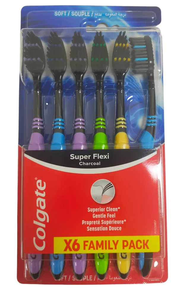 Colgate Super Flexi Charcoal Soft Souple X6 Family Pack