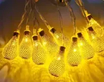 Cone Battery & Usb Led String Lights Gold-Tone